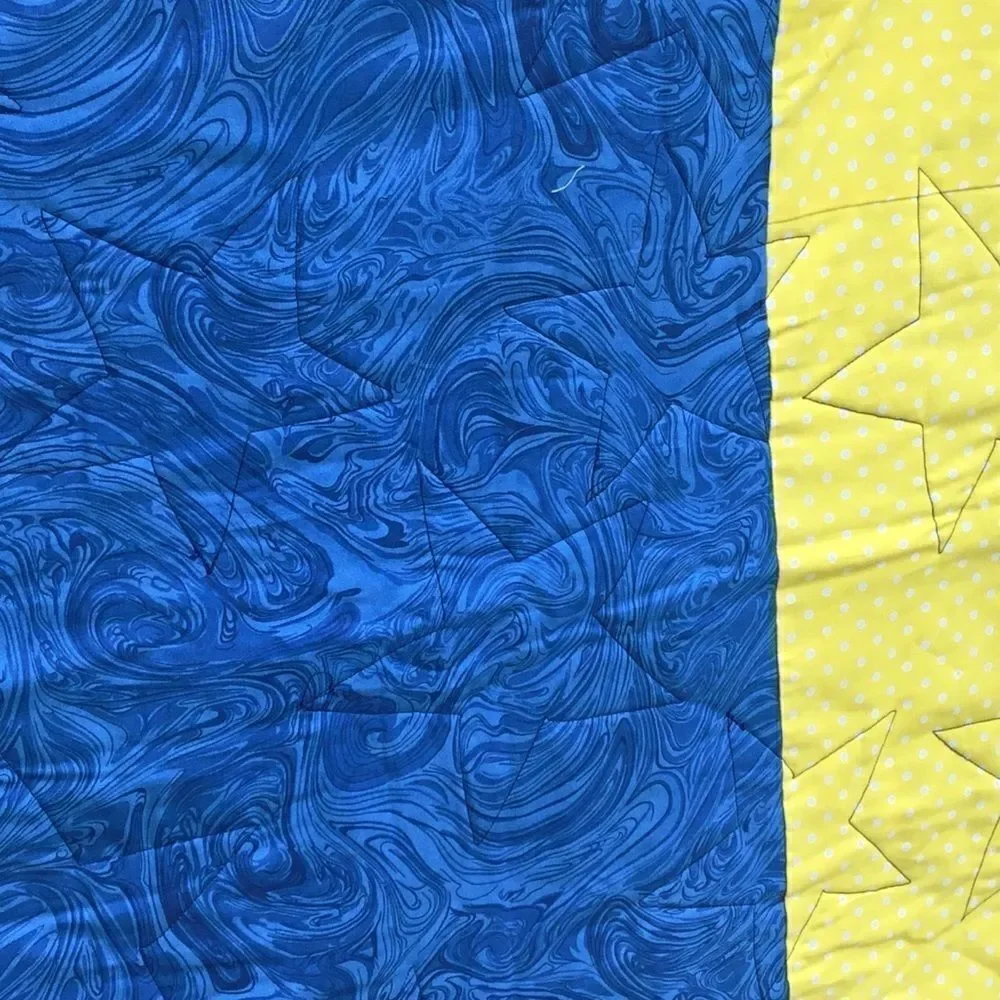 NWT Hand Crafted Blue & Yellow Quilt